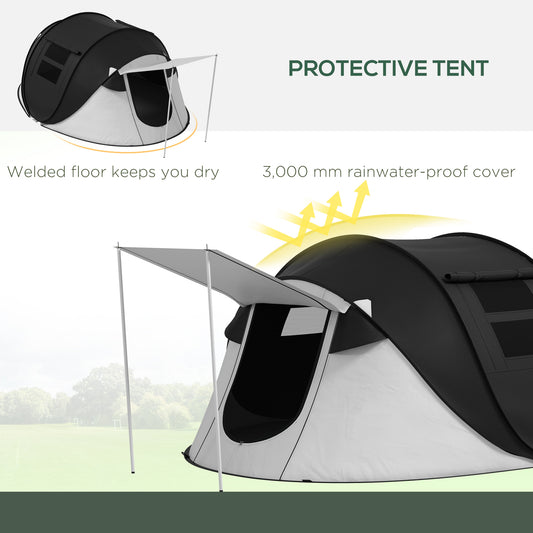 Pop Up Tent with Porch and Carry Bag, 3000mm Waterproof, for 2-3 People Camping Hiking, Black Global swanky 2