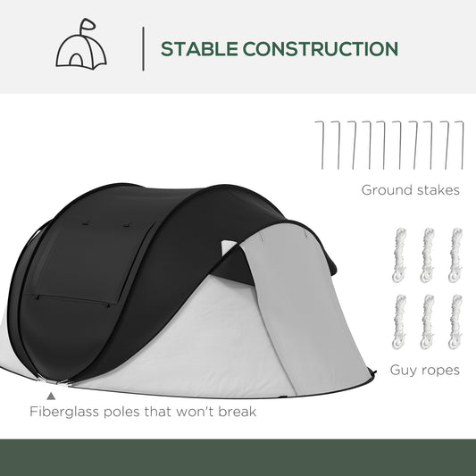 Pop Up Tent with Porch and Carry Bag, 3000mm Waterproof, for 2-3 People Camping Hiking, Black Global swanky 3