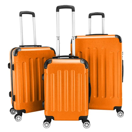 Portable 3-in-1 ABS Trolley Case Set in Orange 20inch 24inch global swanky 1