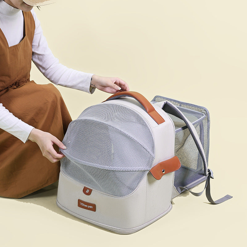Portable Breathable Cat Backpack Large Capacity Expandable Global swanky 1