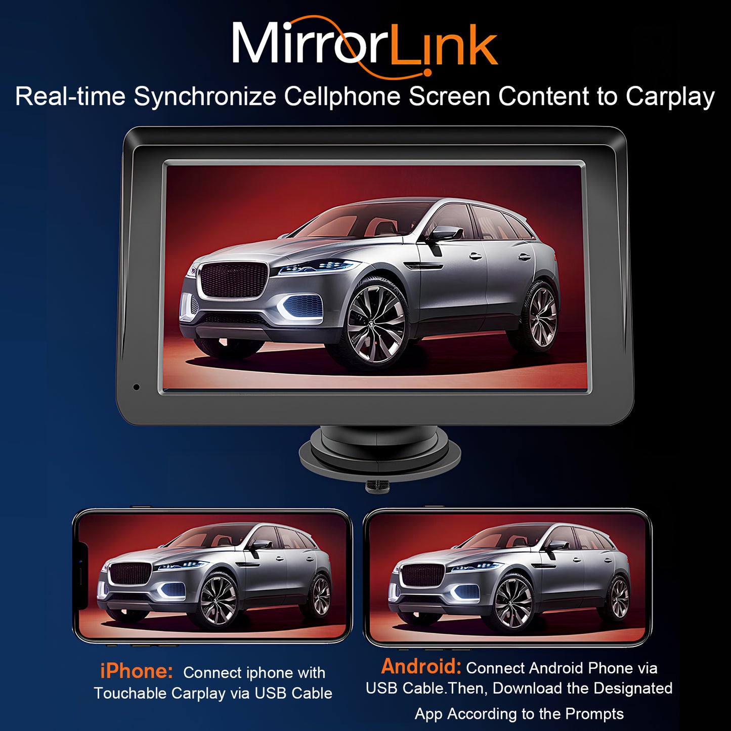 Portable Car Stereo Wireless CarPlay Android Auto 7 Inch global swanky 2