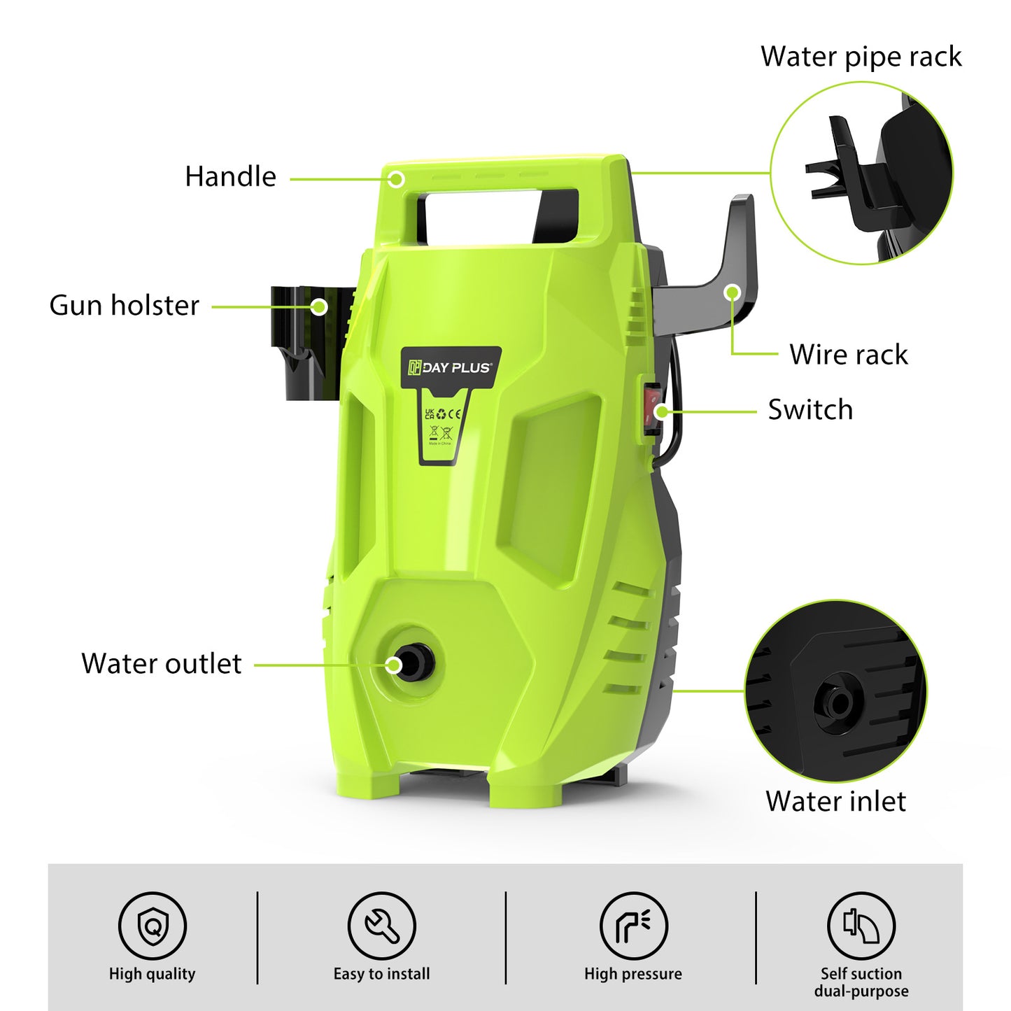 Portable Electric Car Washer High Pressure Cleaning Gun globalswanky 02