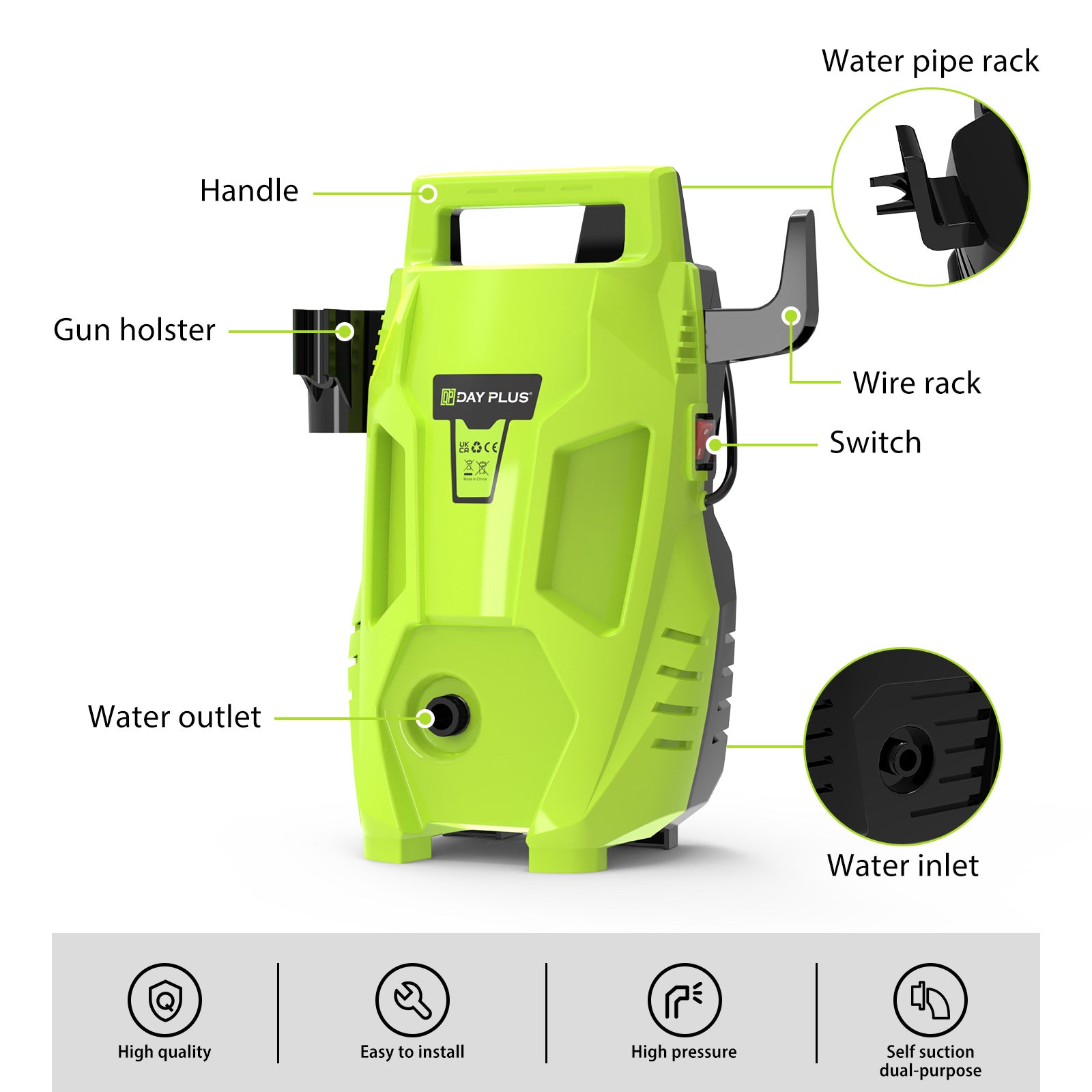 Portable Electric Car Washer High Pressure Cleaning Gun globalswanky 02