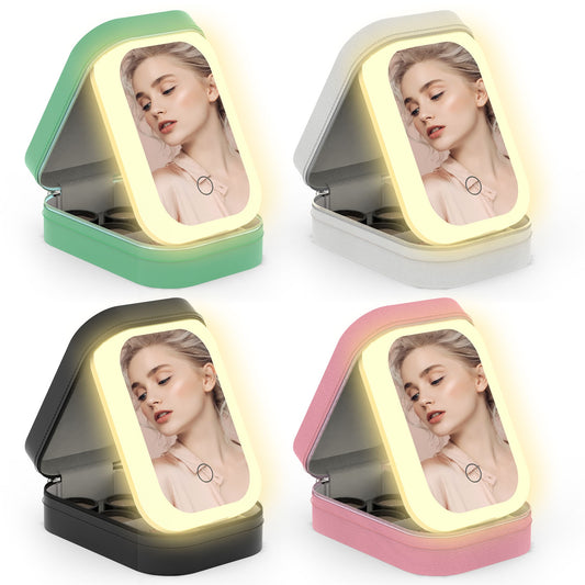 Portable Travel Makeup Bag with LED Mirror, 3 Color Light globalswanky 01