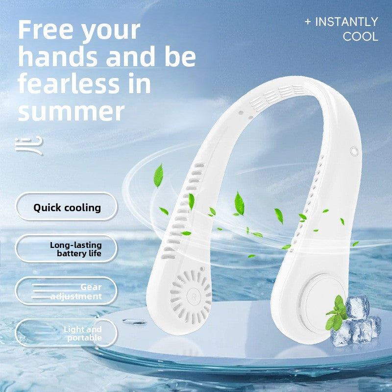 Portable USB Neck Hanging Fan with Rechargeable Cooling Power global-swanky 2
