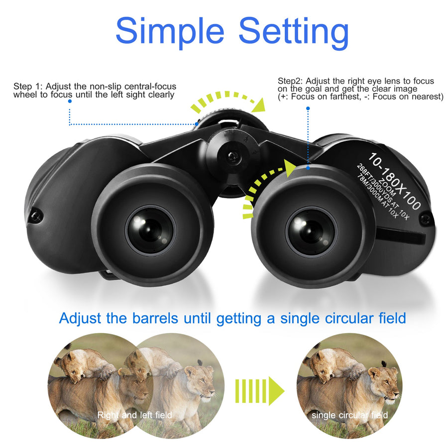 Portable Zoom Binoculars with FMC Lens – Low Light Night Vision for Bird Watching, Hunting, Sports Events Global swanky 2