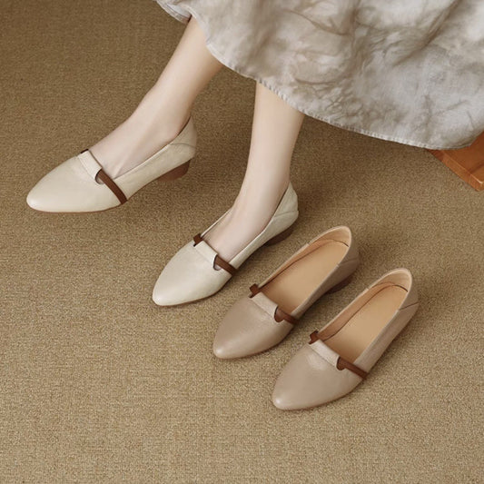 Premium Women's French-Style Suede Low-Heeled Shoes global swanky 1