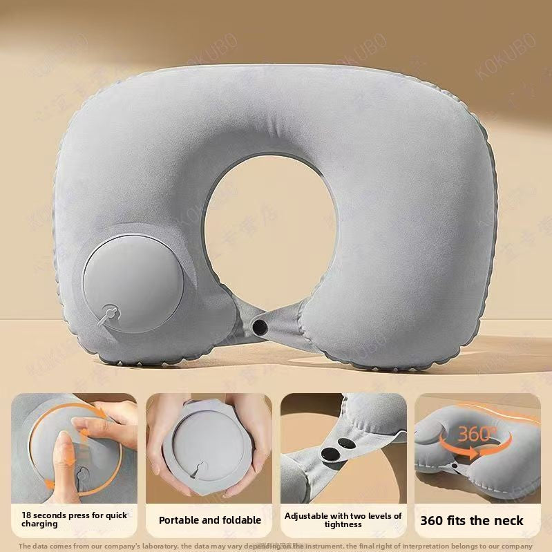 Press-Type Inflatable U-Shaped Travel Neck Pillow Comfort globalswanky 01