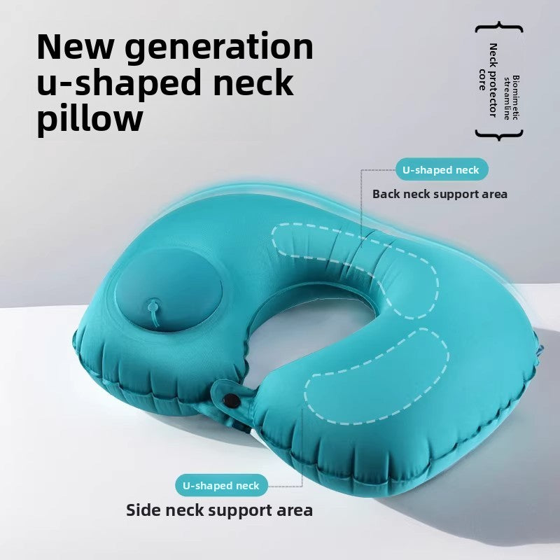Press Inflatable U-Shaped Travel Pillow for Travel Comfort globalswanky 02