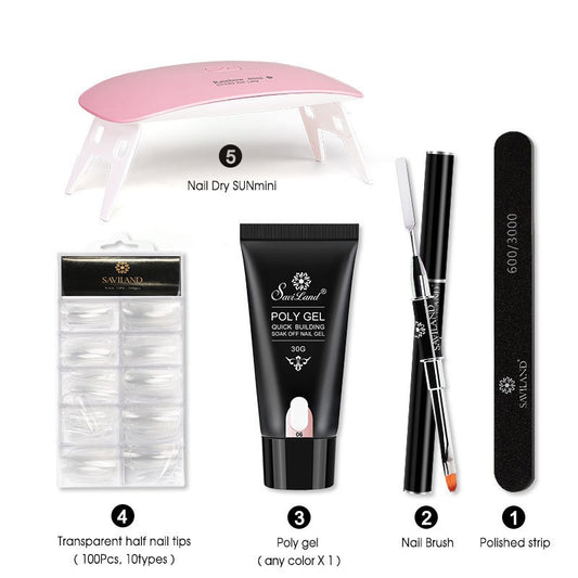 Quick Extension Crystal Gel Nail Set for Long-Lasting Shine globalswanky 01