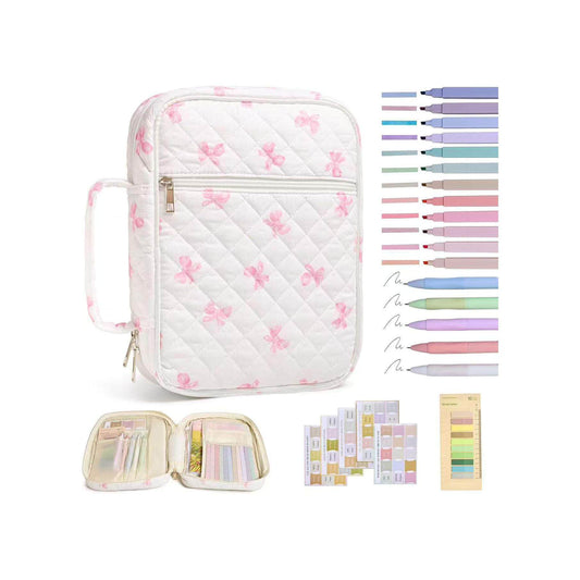 Quilted Cotton Book Storage Bag with Dust Protection for Home Global Swanky 03