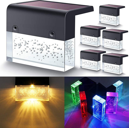 RGB LED Solar Step Fence Light Waterproof and Energy Saving globalswanky 03