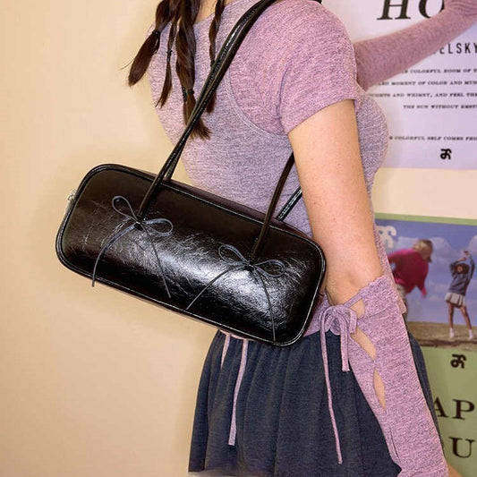 Red Bow Baguette Bag for Feminine Chic Daily Styling US Use Global Swanky 3