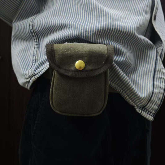 Retro Oil-Waxed Canvas Waist Bag For Men Mini Coin Purse global swanky 1