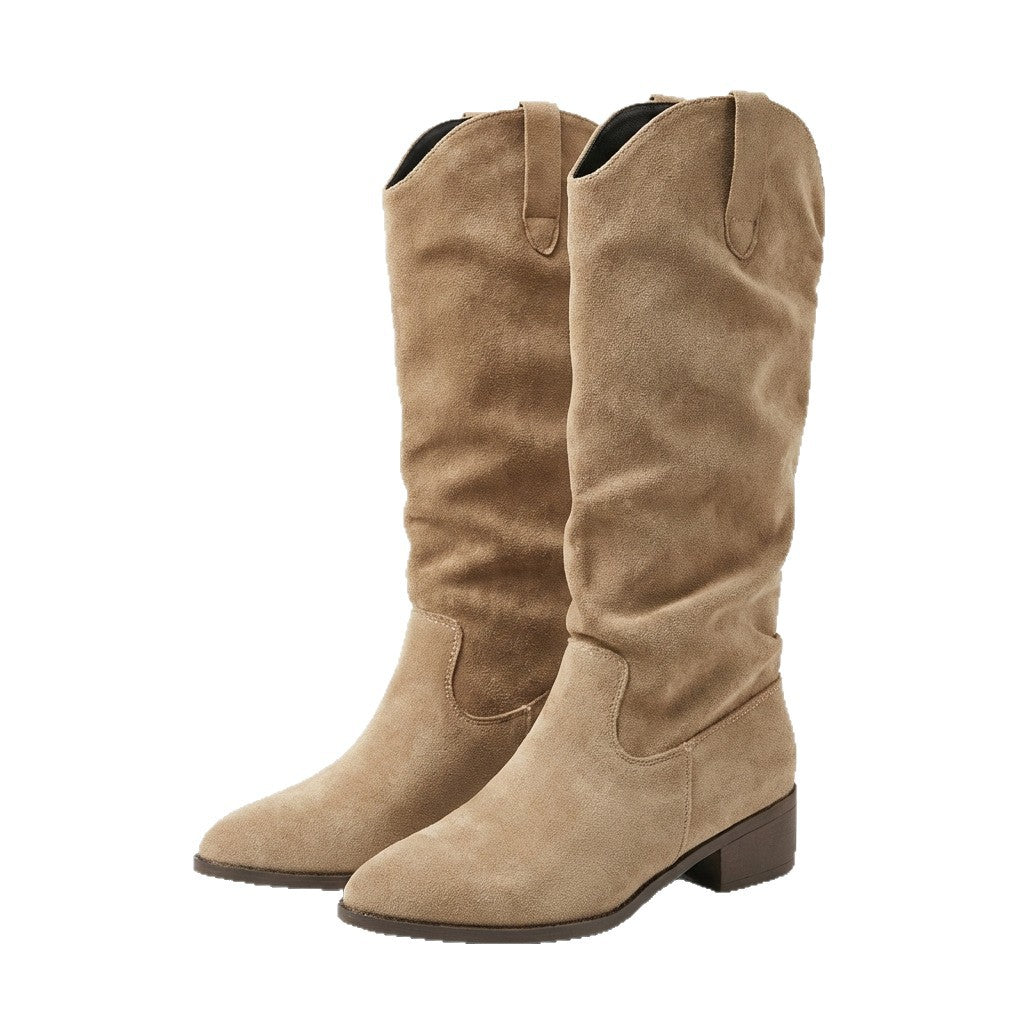 Retro Women's Chunky Heel Pointed Toe Versatile Boots global swanky 3