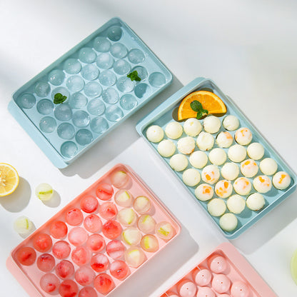 Round 33-Cube Ice Tray with Lid Food-Grade PP Plastic Mold global-swanky 1