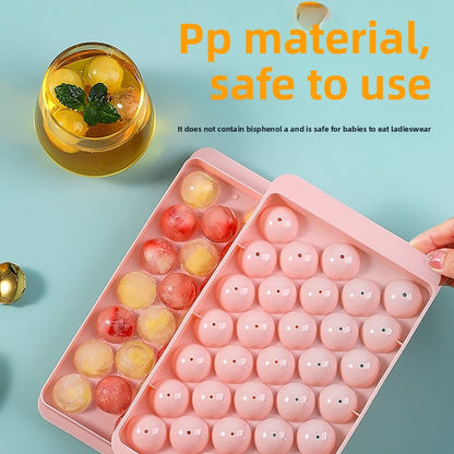 Round 33-Cube Ice Tray with Lid Food-Grade PP Plastic Mold global-swanky 2