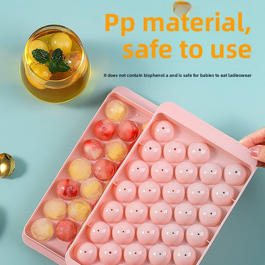Round 33-Cube Ice Tray with Lid Food-Grade PP Plastic Mold global-swanky 2