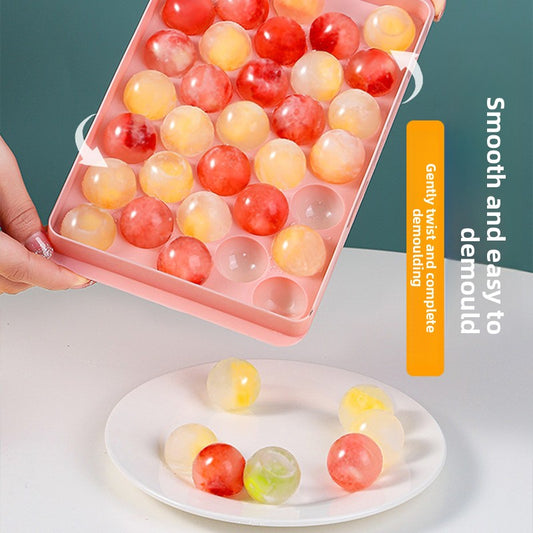 Round 33-Cube Ice Tray with Lid Food-Grade PP Plastic Mold global-swanky 3
