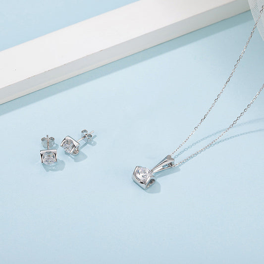  S925 Sterling Silver Moissanite Stud Necklace – Two-Piece Set
global-swanky 1