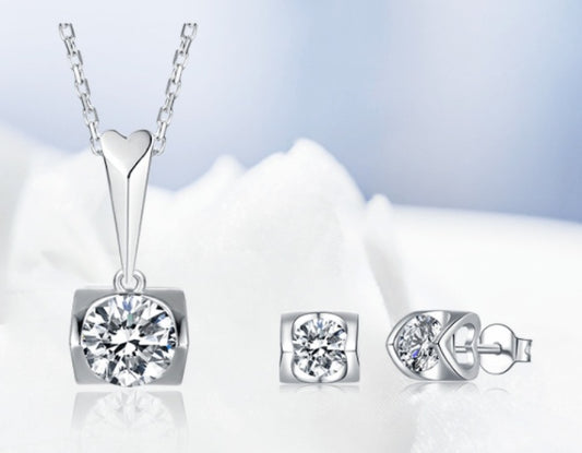  S925 Sterling Silver Moissanite Stud Necklace – Two-Piece Set
global-swanky 2