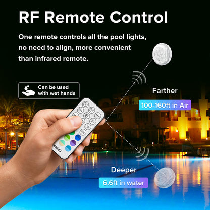 SANSI IP68 Waterproof RGB Pool Light Rechargeable LED Lamp globalswanky 02