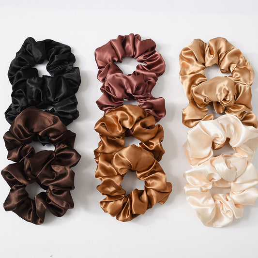 Satin Cloth Hair Tie Set – Large Circle Solid Color Hair Bands global swanky 2