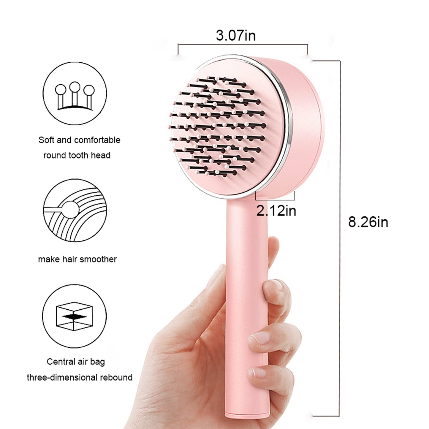 Self-Cleaning Hair Brush Anti-Static Airbag Massage Comb globalswanky 03