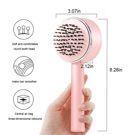 Self-Cleaning Hair Brush Anti-Static Airbag Massage Comb globalswanky 03