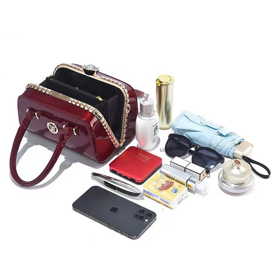 Shiny Leather Diamond Embellished Women's Evening Clutch Global swanky 2