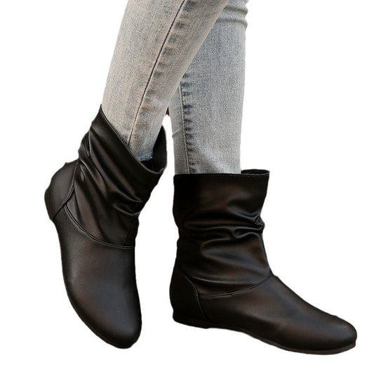 Simple Slip-On Flat Boots for Women Western Cowboy Daily Wear Global swanky 3