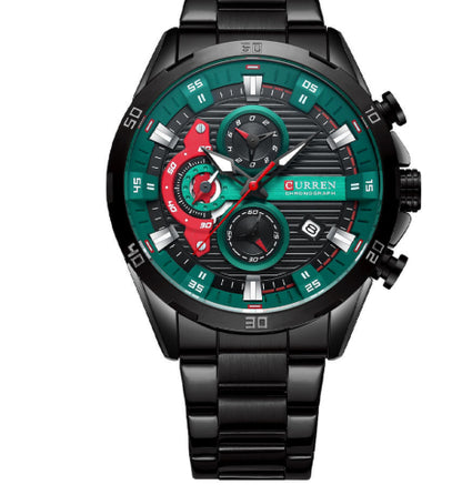Six-hand Steel-band Round Quartz Watch A Stylish Timepiece Global swanky 1