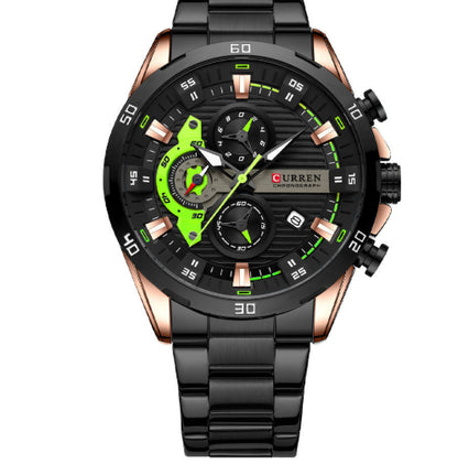 Six-hand Steel-band Round Quartz Watch A Stylish Timepiece Global swanky 2