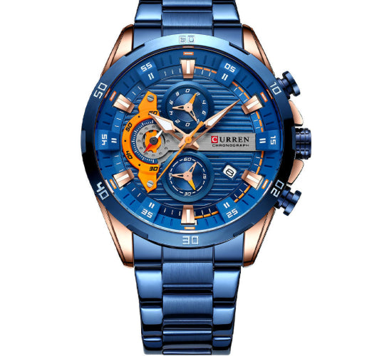 Six-hand Steel-band Round Quartz Watch A Stylish Timepiece Global swanky 3