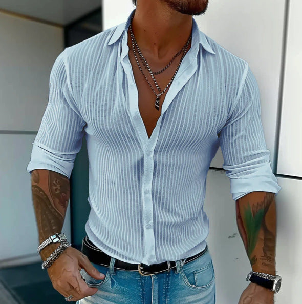 Sleek Solid-color Business Shirt – Easy to Style for Men global swanky 1