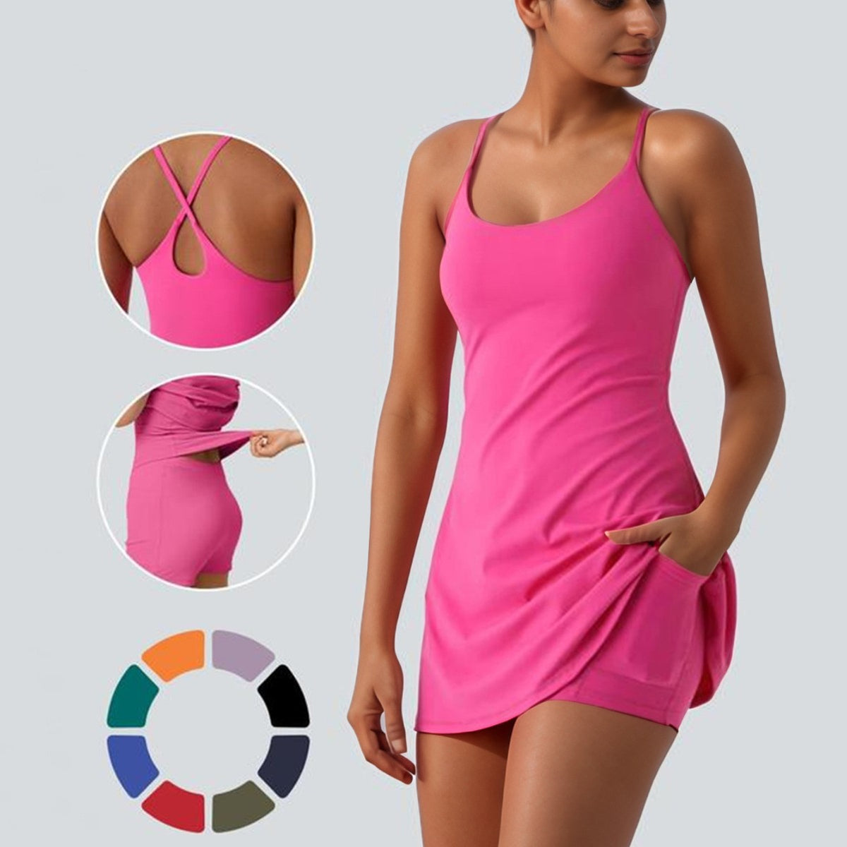 Sports Cross Halter Tennis Dress for Active Daily Comfort globalswanky 01