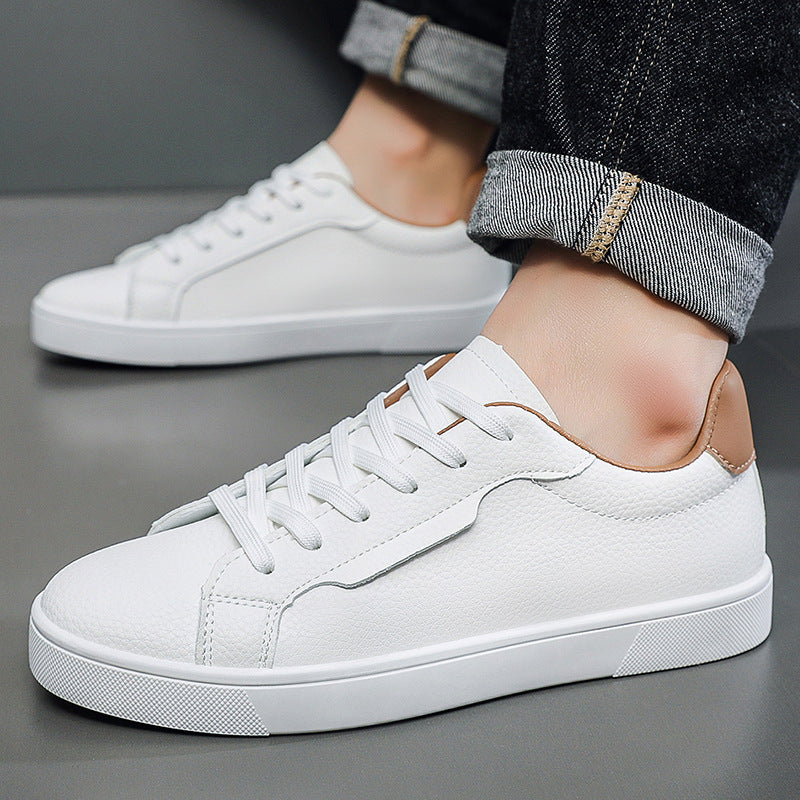 Spring New Mens White Sneakers With A Low-cut Design | Comfort globalswanky 1