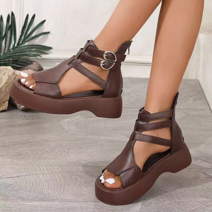 Spring Summer Roman Sandals Women Flat Heel Muffin Comfort Global swanky 1