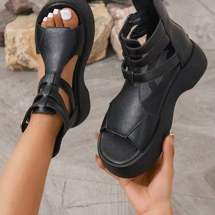 Spring Summer Roman Sandals Women Flat Heel Muffin Comfort Global swanky 3