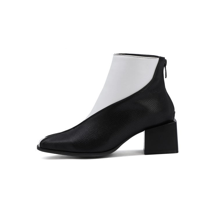 Square Heel Low Boots for Women Back Zipper Casual Daily Wear Global swanky 1