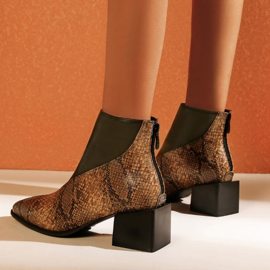 Square Heel Low Boots for Women Back Zipper Casual Daily Wear Global swanky 3