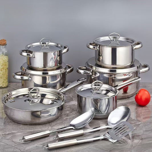 Stainless Steel Cookware Set 15-Piece Kitchen Pots & Pans global-swanky 1