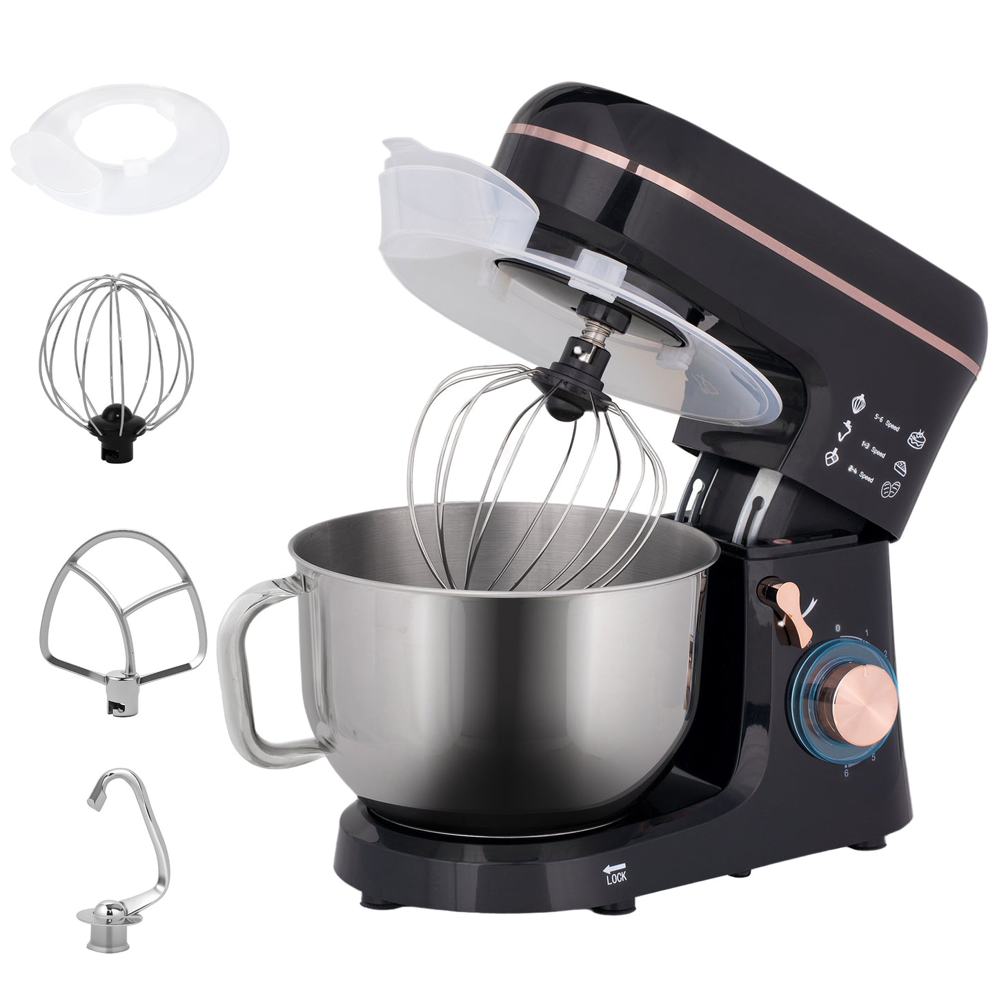Stand Mixer 5L 1400W for Baking with Stainless Steel Bowl globalswanky 01