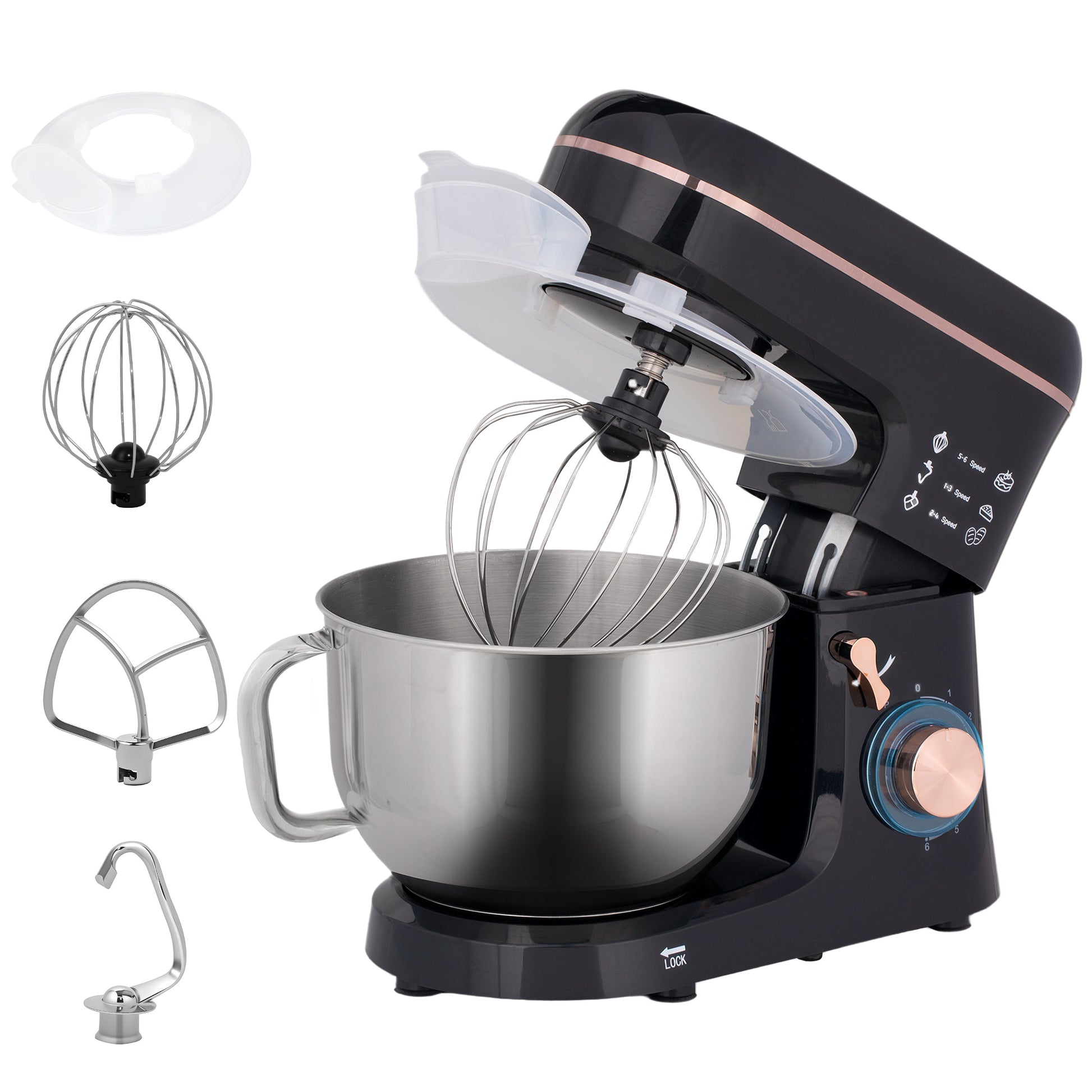 Stand Mixer 5L 1400W for Baking with Stainless Steel Bowl globalswanky 01