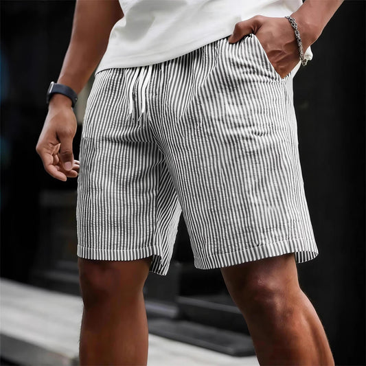 Striped Lace-up Sweatpants Minimalist Cropped Shorts Global swanky 2