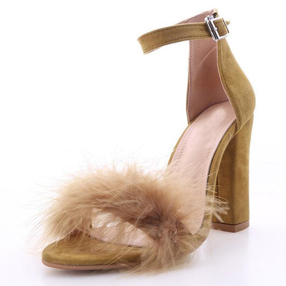 Suede Toe Pumps for Women Fur Detail Soft Comfort Heel Shoes GLOBAL SWANKY 1