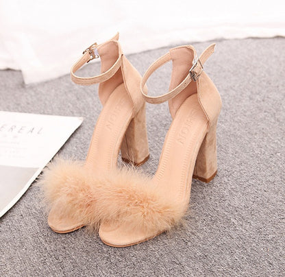 Suede Toe Pumps for Women Fur Detail Soft Comfort Heel Shoes GLOBAL SWANKY 2