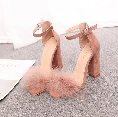 Suede Toe Pumps for Women Fur Detail Soft Comfort Heel Shoes GLOBAL SWANKY 3