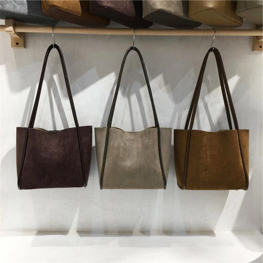 Suede Tote Bag Simple Casual Shoulder Bag for Women Global swanky 1