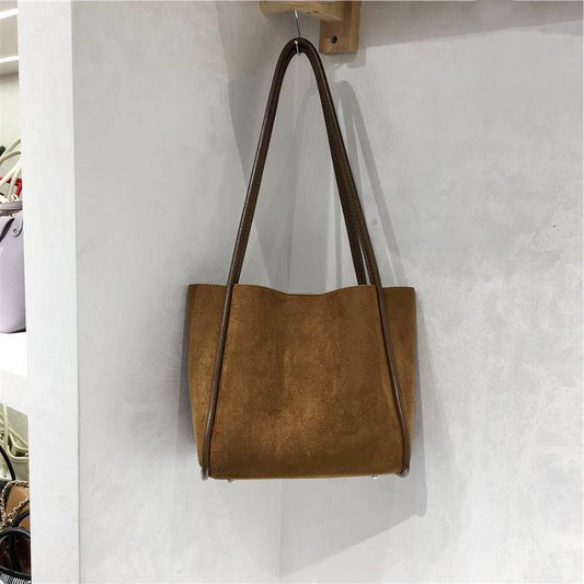 Suede Tote Bag Simple Casual Shoulder Bag for Women Global swanky 3